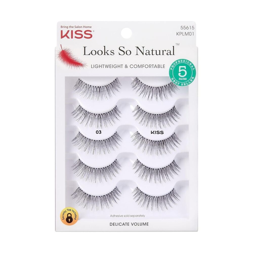 Kiss Looks So Natural False Eyelashes Multipack-03 Black 10mm Includes Reusable